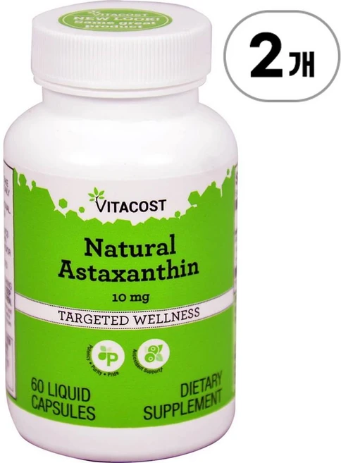 비타코스트 천연 아스타잔틴 10mg Vitacost Natural Astaxanthin 10 mg 60정, 2개 - 쿠팡