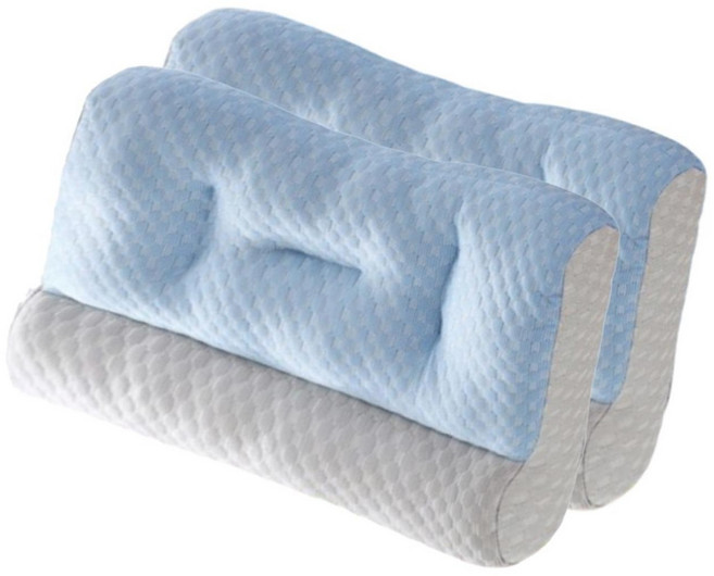 충전 솜 1000g 편안한 메모리 폼 높은 쿨 베개 경추 목베개 베게 경추베개, 2개, 화이트