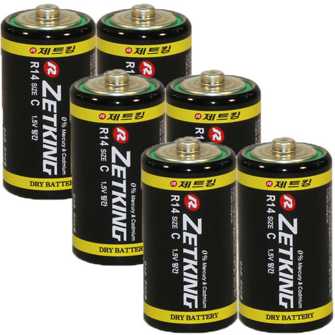 제트킹 망간 C형 건전지 / R14, 1개, 6개입