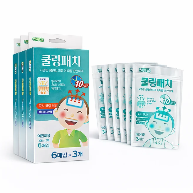 하루온 어린이 쿨링시트 6매입 1팩, 3개 - 쿠팡