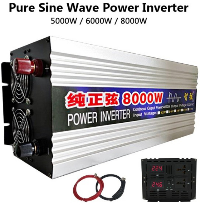 사인파 인버터 5000W DC 12V 24V AC 220V 50Hz 60Hz 전압 변환기 대용량 이중 출력 태양광, [01] 5000W, [02] 24V, [01] 220V, 1개