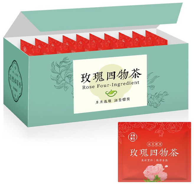 【本草養生】玫瑰四物茶 一盒10入 月月呵護 經前經後補養 恢復紅顏好氣色 三角立體茶包