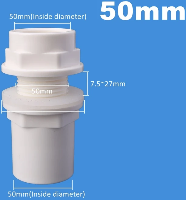 1pc 20/25/32/40/50mm PVC 수족관 커넥터 물고기 탱크 배수관 조인트 수족관 물 탱크 방수 호스 피팅, 05 50mm