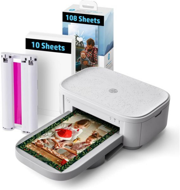 HP 스프로켓 스튜디오 플러스 4x6 인스턴트 포토 프린터 - 118장 및 카트리지 번들 - 무선 Wi-Fi 프리미엄 염료 승화 - 생생한 컬러 사진 - 재미있고 창의적인 사진, Printer + 118 Sheets