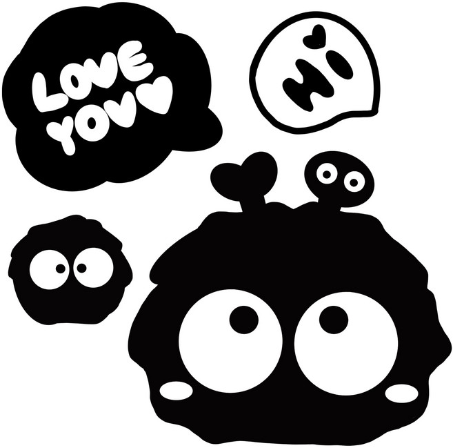 위드코코 DIY 먼지 프렌즈 캐리어 꾸미기 빅사이즈 대형 방수 유리 벽 욕실 리무버블 스티커, 1개