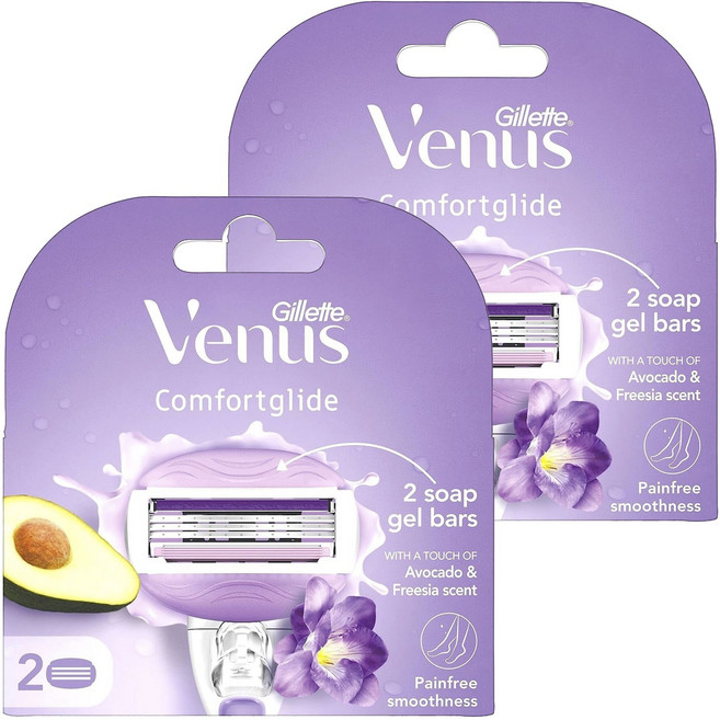 Venus 컴포트글라이드 인빌트 솝 젤 바 인퓨즈 아보카도 & 프레시아 센트, 2개, 2개입