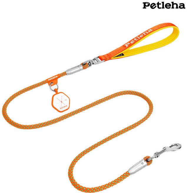 강아지 리드줄 산책줄 중형견 대형견 튼튼한 펫리치, 1개, 오렌지+배변봉투 1롤