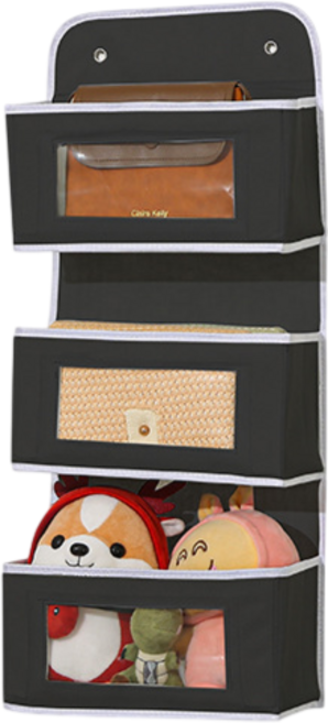 낼름상점 문걸이 수납함 3단, 1개, 블랙