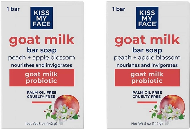 키스 마이 페이스 코트 밀크 피치 앤 애플 블라썸 향 비누 142g 2팩 Kiss My Face Goat Milk Bar Soap - 쿠팡