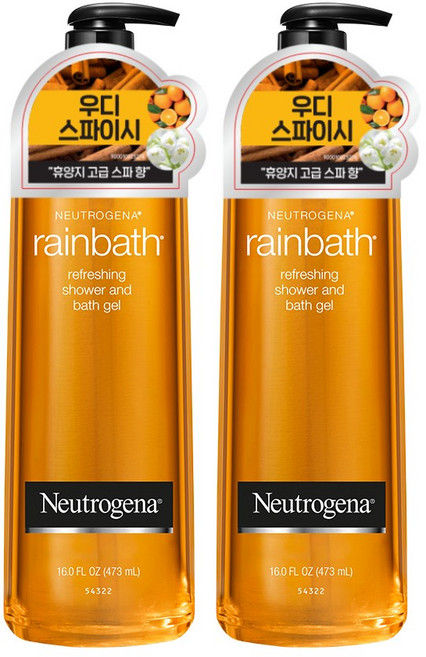 뉴트로지나 레인바스 바디워시 시나몬 엠버 향, 2개, 473ml