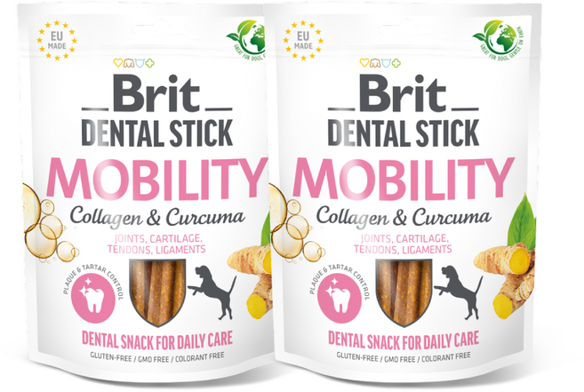 브릿 덴탈스틱 강아지껌 비건껌 저알러지 치석제거껌, 2개, 251g, 콜라겐&강황(관절건강)