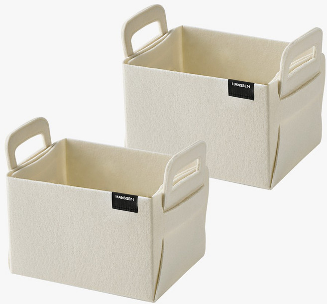 한샘 접이식 펠트 수납바구니 리빙박스 패브릭바구니, 2개, 오프화이트