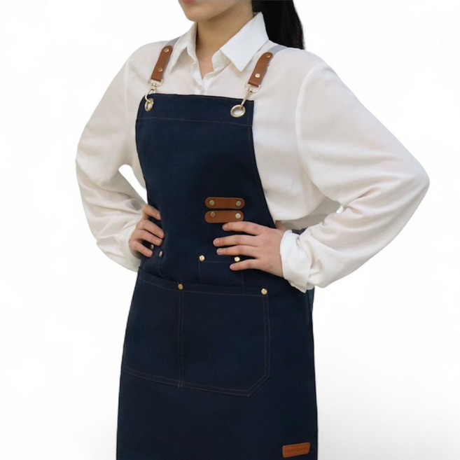 리빙코 카페 바리스타 방수앞치마, 1개, 네이비