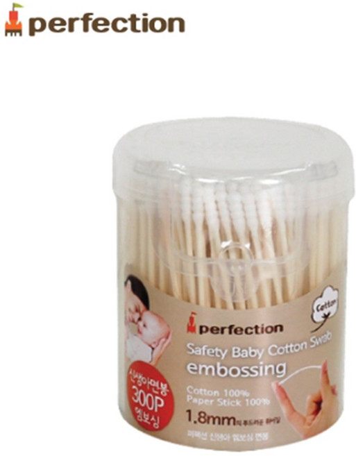 퍼펙션 신생아 골지 면봉, 300개입, 1세트