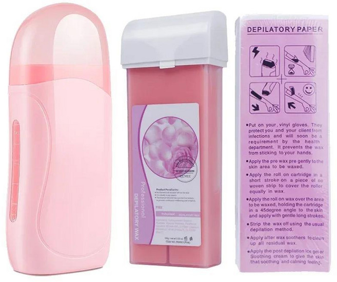 영원히 핑크 롤 제모 왁스 히터 페이스 바디 제모기 가열 기계 왁싱 스트립 종이, 1개, 5. Pink Rose Kit / D. Au 플러그