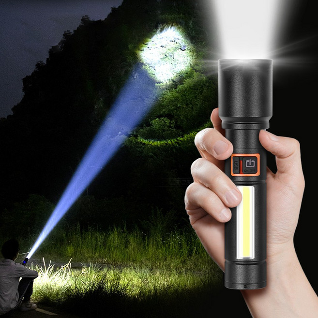 LOMESO 손전등 방수 열쇠고리 손전등 미니 휴대용 초강력 후레쉬 usb S85, 1개, 블랙