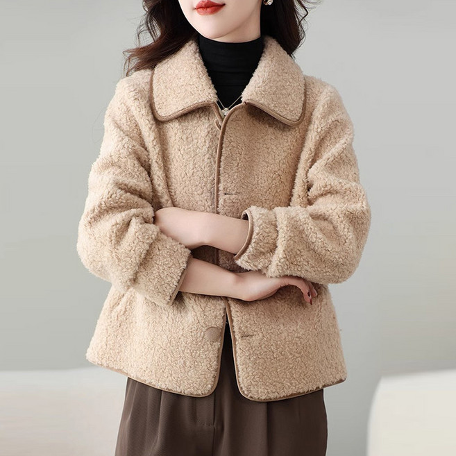 ORZQU 여성 겨울 고급 우아하고 양털자켓 후리스자켓 따뜻한 패션 양털후리스