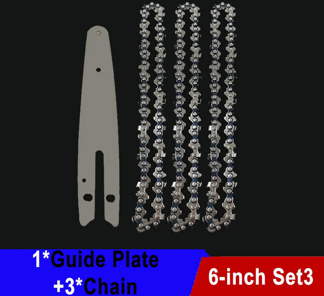전기 톱 체인 및 가이드 바 미니 스틸 체인 6 인치 톱날 도구 톱 액세서리 교체 목재 절단, 11 6-inch Set3