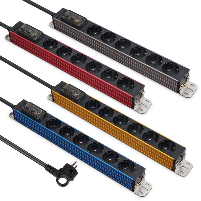 현대일렉트릭 알루미늄 고용량 멀티탭 서버탭 산업용 콘센트 4000W 누전차단 인테리어 소품 6구, 5m, 1개