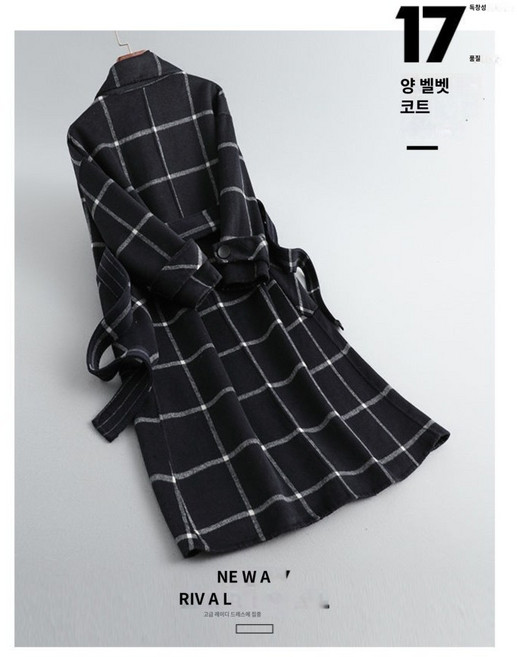 XOVO 양면 블랙 그리드 모직 코트 2021 질 좋은 겨울 캐시미어 아우터