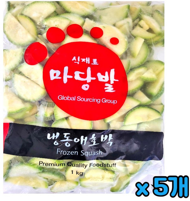마당발 냉동 애호박(반달) 무려배송 식재료 슬라이스 되어 간편 조리 국 찌개 볶음 반찬 다양한 요리활용, 5개
