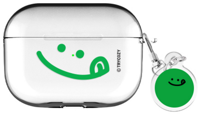빅 와글와글 에어팟프로 / 에어팟프로2 클리어 케이스+키링 세트, 빅와글와글-그린, AirPods(3세대), 1개