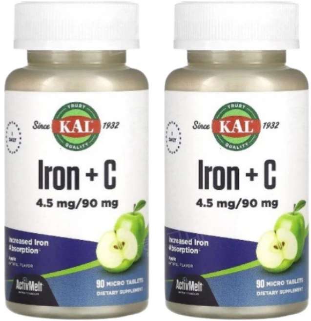 KAL 철분 플러스 C 애플 90 마이크로 정, 90정, 2개 - 쿠팡