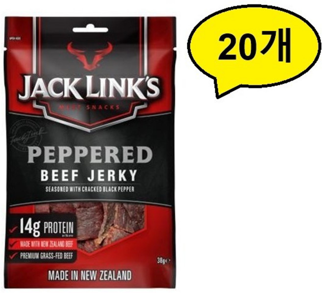 잭링크스 페퍼드 비프져키 육포, 38g, 20개