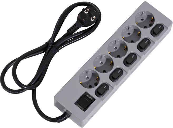 스윗홈 개별스위치 접지형 절전형 멀티탭 5구 16A, 0.7m, 개별스위치 5구 그레이, 1개