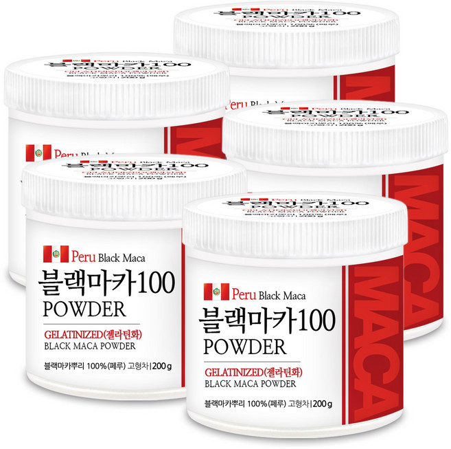 푸른들판 페루 블랙 마카 분말 100% 젤라틴화, 5개, 200g