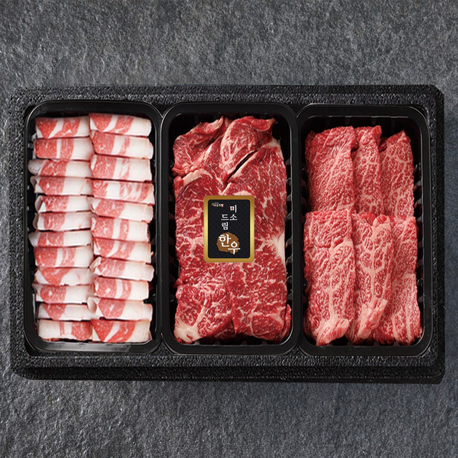 한우 소고기 1등급 구이 세트 600g (채끝살+차돌박이+특수부위), 1박스