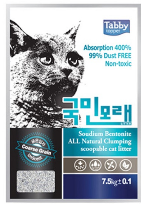 테비토퍼 국민모래 벤토나이트모래, 7.5kg, 2개, 굵은입자 무향