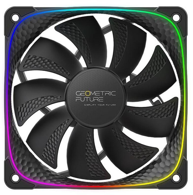 지오메트릭 퓨처 스쿼마 2503R 리버스 블레이드 RGB PWM 팬-120mm-1팩-성능 및 무음 균형-이중 조명 루프-메인보드 SYNC 5V 3핀 4핀 PWM-블랙 GEO-S, Black