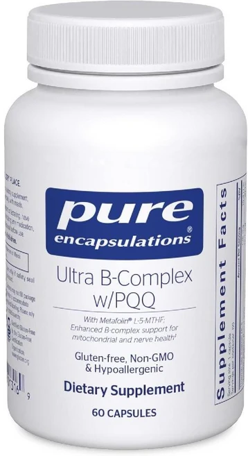 순수 캡슐화 울트라 B-콤플렉스(PQQ 포함) 메틸화 및 미토콘드리아 건강 비타민 B 보충제 60 캡슐, 1개, 60정 - 쿠팡