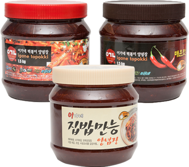 자연순수 이가네 떡볶이 만능양념장 (오리지널 1.5kg+블랙라벨 1.5kg+집밥만능 1.4kg), 3개, 4.4kg