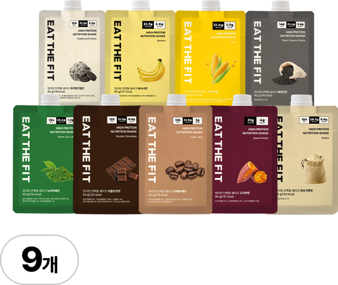 잇더핏 단백질 쉐이크 스타터 패키지 9종 9가지맛, 9개, 40g
