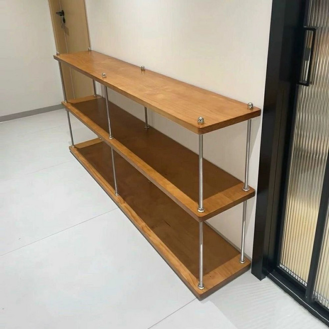 미드센추리모던 우드 책장 수납장 진열대 선반 100cm 책꽂이 5단 모듈가구, E. 140x30x3cm 두께 3단 + 나사 4개