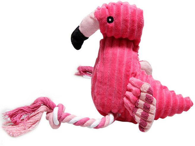플라밍고 동물 인형 강아지 장난감 반려동물 애착인형 삑삑이 터그인형, 1개, 핑크색