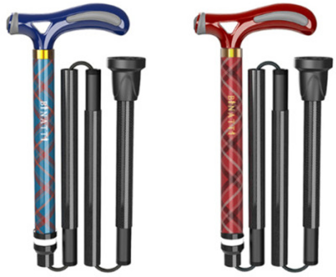 접이식 지팡이 4단 휴대용 카본 노인 어르신 비나띠SF 장기요양 복지용구, 1개, 레드