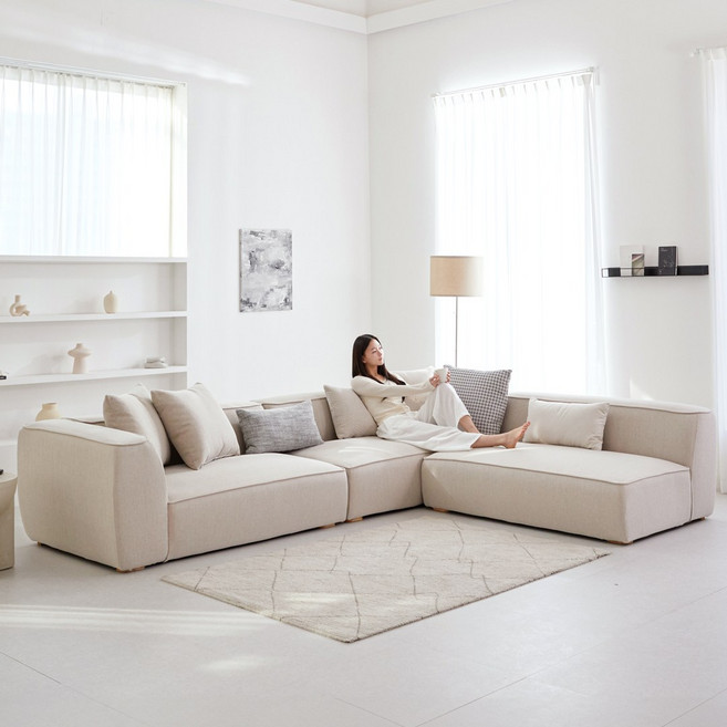 니드 확장형 아쿠아케어 패브릭 소파 AK43, 오트밀베이지