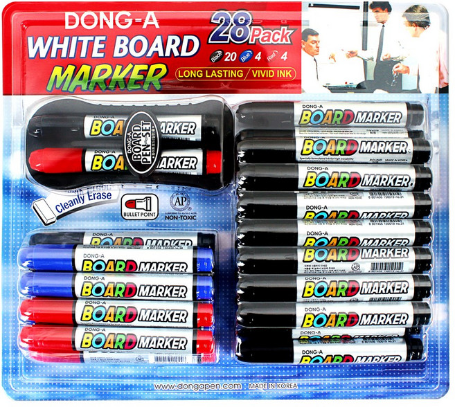 동아 보드펜 28본 + 지우개세트 보드마카, 혼합, 1세트