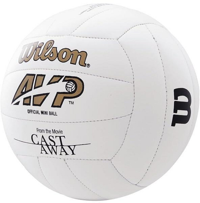 WILSON Cast Away 미니 배구 - 화이트 내구성 있는 18패널 합성 소재 커버 디스플레이에 이상적인 사이즈, Mini