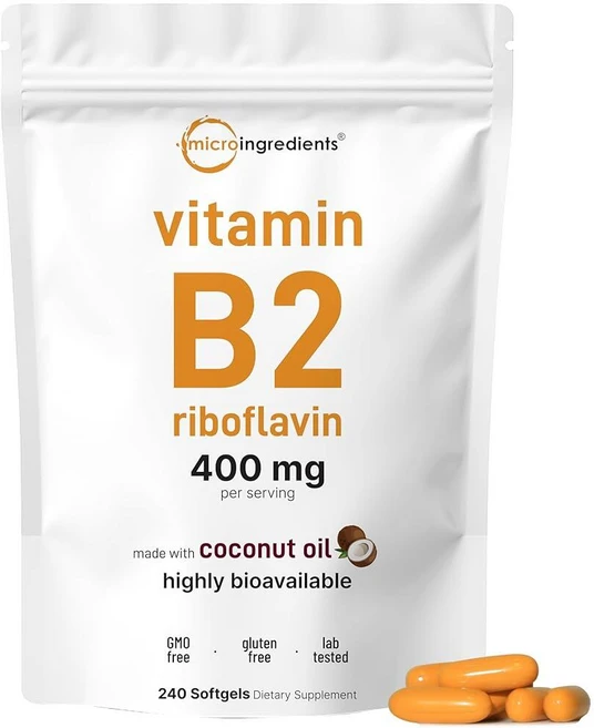비타민B2 리보플라빈 400mg 코코넛 오일 함유 소프트젤 240개 높은 생체 이용률 강한 비타민B 에너지, 비타민B2 리보플라빈 400mg 코코넛 오일 함유 소프, 1개 - 쿠팡