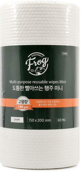 FROG 도톰한 빨아쓰는 다용도 행주 미니 (60매) 15x20cm, 1개, 60매