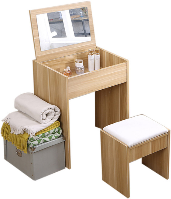 彬彬小舖 掀蓋式梳妝台 化妝桌椅組, 1個, 黑胡桃