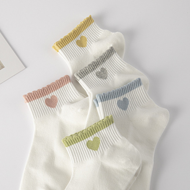 여성 순면 메쉬 발목양말 5종 세트 통기성 좋은 얇은 여름 데일리 여성양말 단목양말