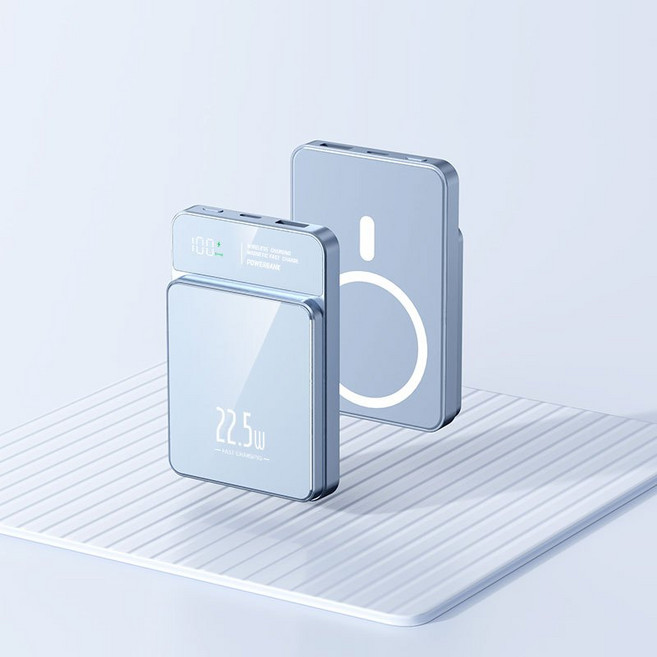 磁吸無線行動電源 Type-C - 3C認證, 天空藍【有線22.5W+無線磁吸15W】,20000mAh【常規款】