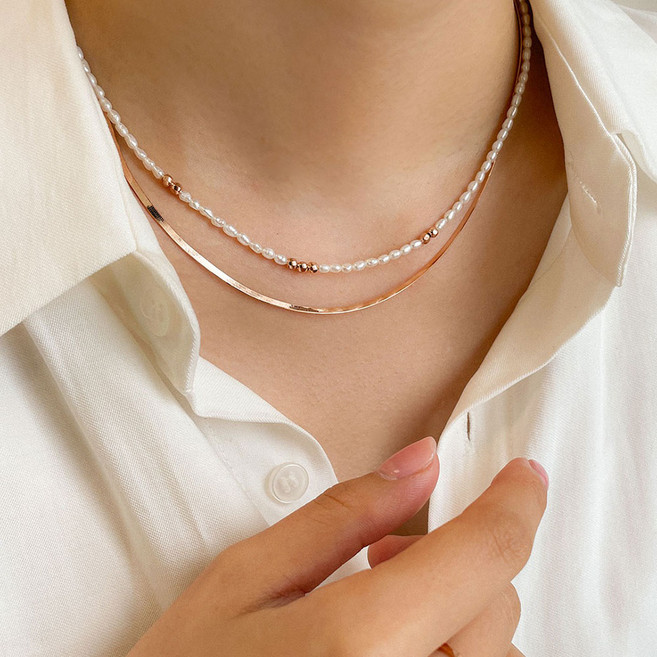 14k 18k 밥풀 쌀알 담수 진주 금볼 컷팅볼 초커 목걸이