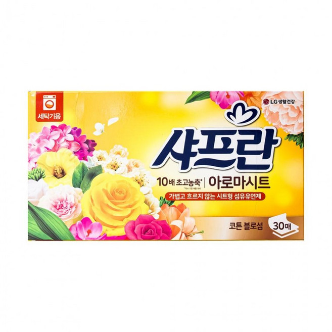 샤프란 아로마시트 코튼블로섬/섬유유연제/향기섬유유연제/섬유유연세제/세제/빨래세제/향기세제/시트섬유, 30매, 1개