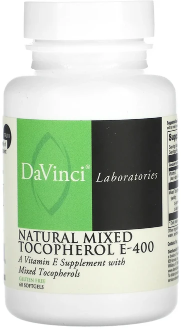 DaVinci Laboratories 천연 혼합 토코페롤 E-400 소프트젤 60정, DaVinciLaboratories천연혼합토코페롤E40, 1개 - 쿠팡